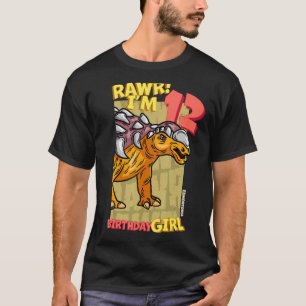 Camiseta Rawr I'm 12 Birthday Girls 12 Aniversário Dino Edm