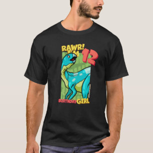 Camiseta Rawr I'm 12 Birthday Girls 12 Aniversário Dino Hyp