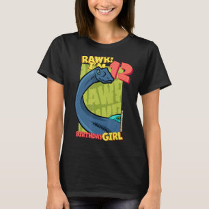Camiseta Rawr I'm 12 Birthday Girls 12 Aniversário Dino Qua