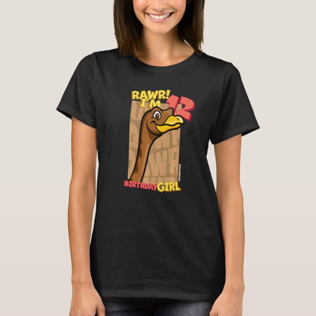 Camiseta Rawr I'm 12 Birthday Girls 12 Birthday Dino Gall (Frente)