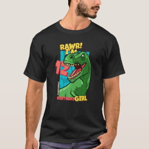 Camiseta Rawr I'm 12 Birthday Girls 12 Birthday Dino Tyra