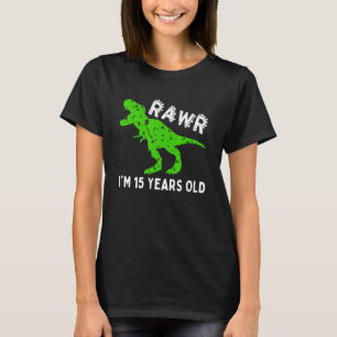 Camiseta Rawr I'm 15 Anos Dinossaur Vintage 15 Birthd