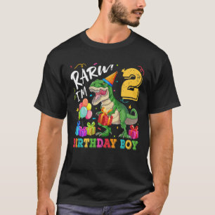 Camiseta Rawr I'm 2 Birthday Boy Dinosaur T Rex Segundo Bir