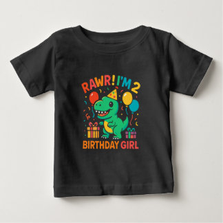 Camiseta Rawr I'm 2 Dinossaur Birthday Girl