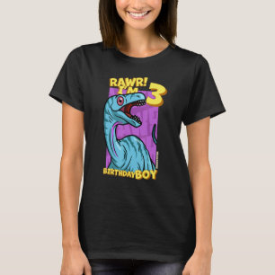 Camiseta Rawr I'm 3 Birthday Boys aniversário de 3 anos Din