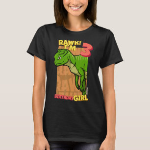 Camiseta Rawr I'm 3 Birthday Girls aniversário de 3 anos Di