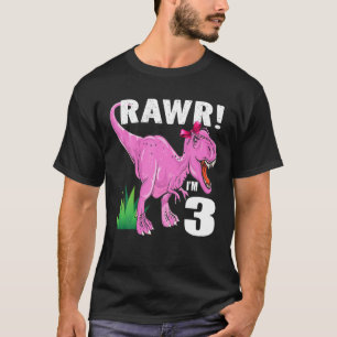Camiseta Rawr I'm 3 Dinossaur T Rex aniversário de 3 anos G