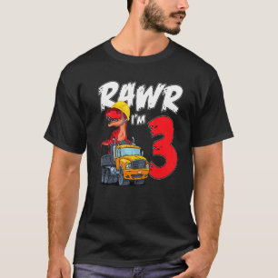 Camiseta Rawr I'm 3 É o meu Dinossauro aniversário de 3 ano