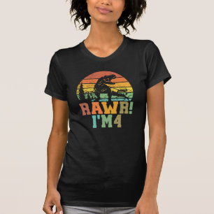 Camiseta Rawr Im 4 Dinossauro T Rex 4 Anos
