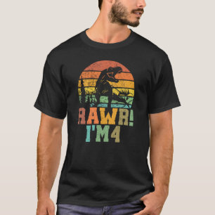 Camiseta Rawr Im 4 Dinossauro T Rex 4 Anos