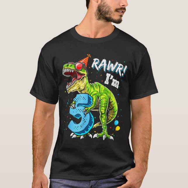 Camiseta Rawr I'm 5 5th Birthday T Rex Dinosaur Funny Party (Frente)