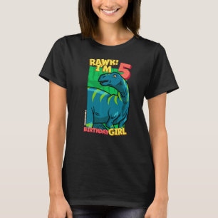 Camiseta Rawr I'm 5 Birthday Girls 5 Aniversário Dino Fukui