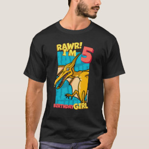 Camiseta Rawr I'm 5 Birthday Girls 5 Birthday Dino Pterod