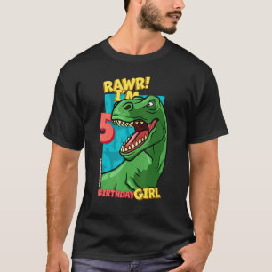 Camiseta Rawr I'm 5 Birthday Girls 5th Birthday Dino Tyrann