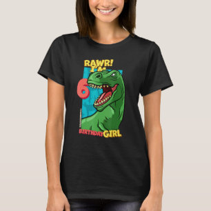 Camiseta Rawr I'm 6 Birthday Girls 6 Birthday Dino Tyrann