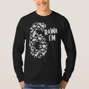 Camiseta Rawr I'm 6 Kids Cute I Am 6 Boy & Girl Dinosaur Bi