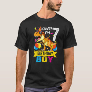 Camiseta Rawr I'm 7 7 Birthday Dinosaur Boys Dino Rex 7 Y