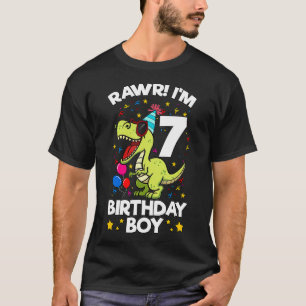 Camiseta Rawr I'm 7 Birthday Boy Dinosaur Tre Themed 7 Bi