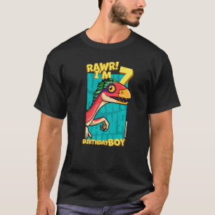 Camiseta Rawr I'm 7 Birthday Boys 7 Birthday Dino Deinony