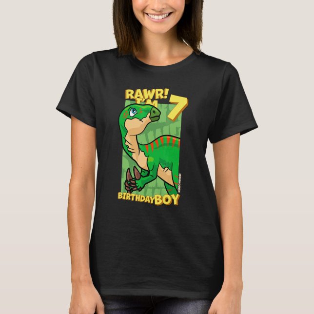 Camiseta Rawr I'm 7 Birthday Boys 7 Birthday Dino Iguano (Frente)