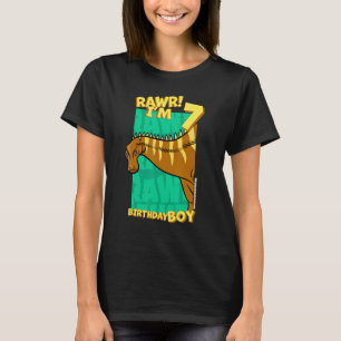 Camiseta Rawr I'm 7 Birthday Boys 7 Birthday Dino Rebbac