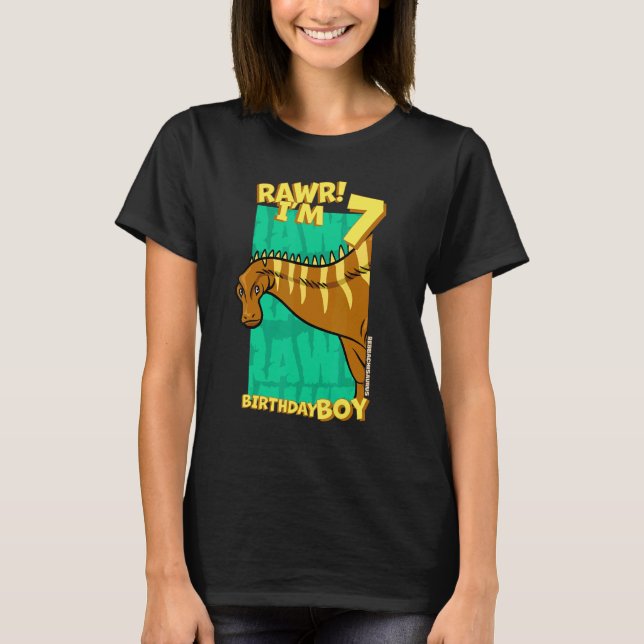 Camiseta Rawr I'm 7 Birthday Boys 7 Birthday Dino Rebbac (Frente)