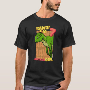 Camiseta Rawr I'm 7 Birthday Girls 7 Birthday Dino Yinlon