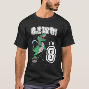 Camiseta Rawr I'm 8 8ª Festa de aniversário Rex Dinosaur Ho