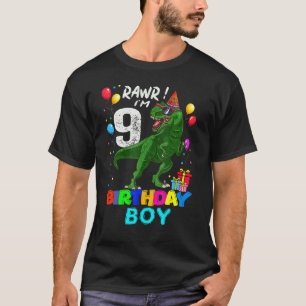 Camiseta Rawr I'm 9 9º aniversário Rex Dinosaur Party for B
