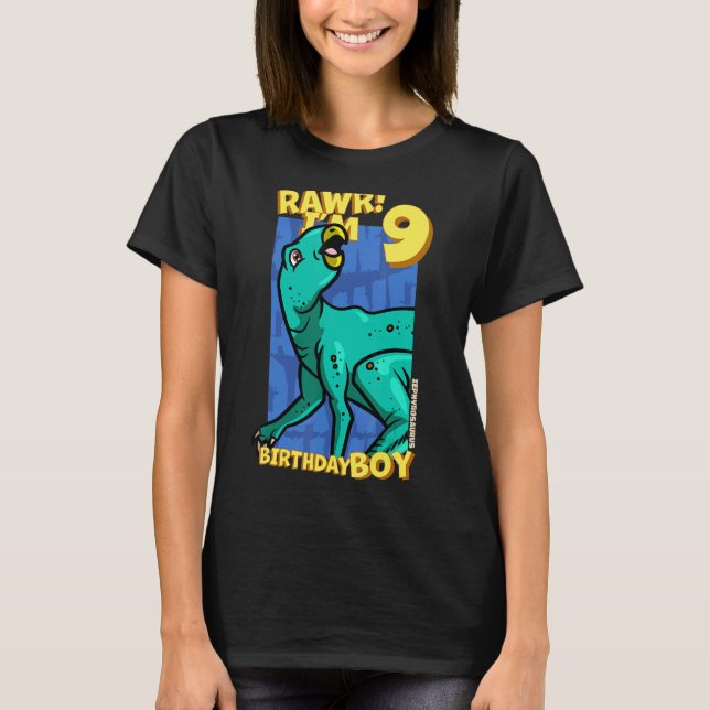 Camiseta Rawr I'm 9 Birthday Boys 9th Birthday Dino Zephyr (Frente)