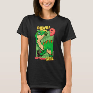 Camiseta Rawr I'm 9 Birthday Girls 9th Birthday Dino Iguan