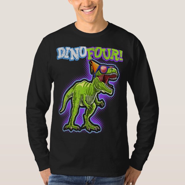 Camiseta Rawr I'm Dinofour Rex Dinosaur 4th Birthday Part (Frente)