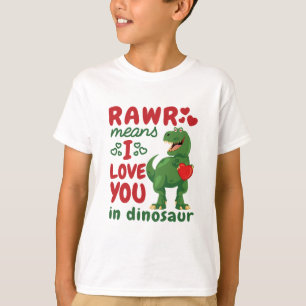 Camiseta Rawr quer dizer que te amo no dinossauro