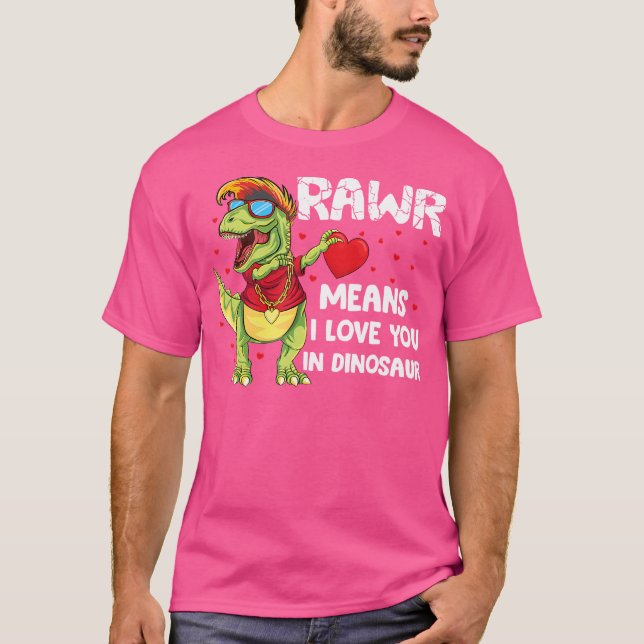 Camiseta Rawr Quer Dizer Que Te Amo No Dinossauro Dab T Rex (Frente)