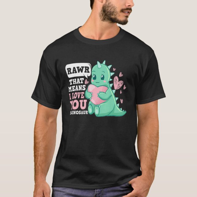 Camiseta RAWR significa que te amo na cena do dinossauro Va (Frente)
