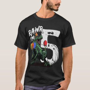 Camiseta Rawr, sou 5 Dinossauros Rex 5 Birthday Boy Raw