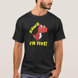 Camiseta Rawr, sou 5 Dinossauros Rex para o Aniversário de 