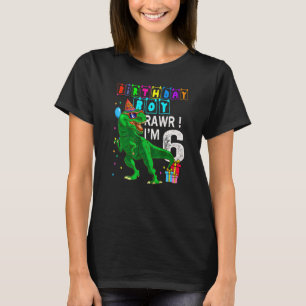 Camiseta Rawr, sou 6 6 Aniversário do Rex Dinosaur Party pa