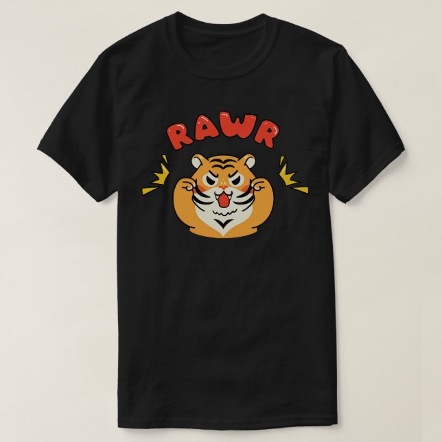 Camiseta Rawr Tiger Kawaii (Frente do Design)