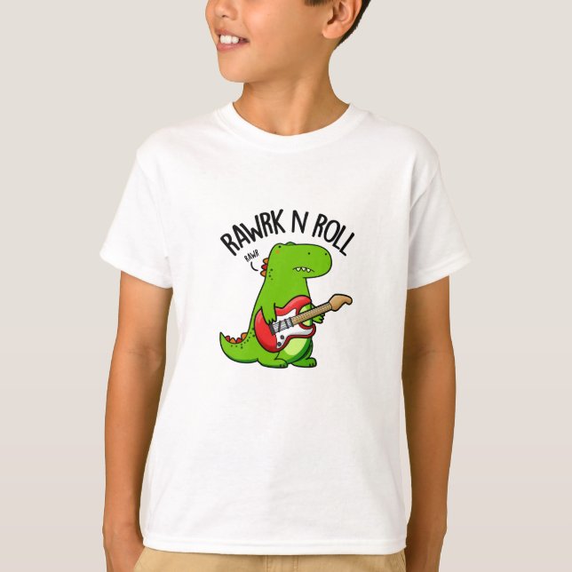 Camiseta Rawrk E Roll Funny Rocker Dinossaur Pun (Frente)