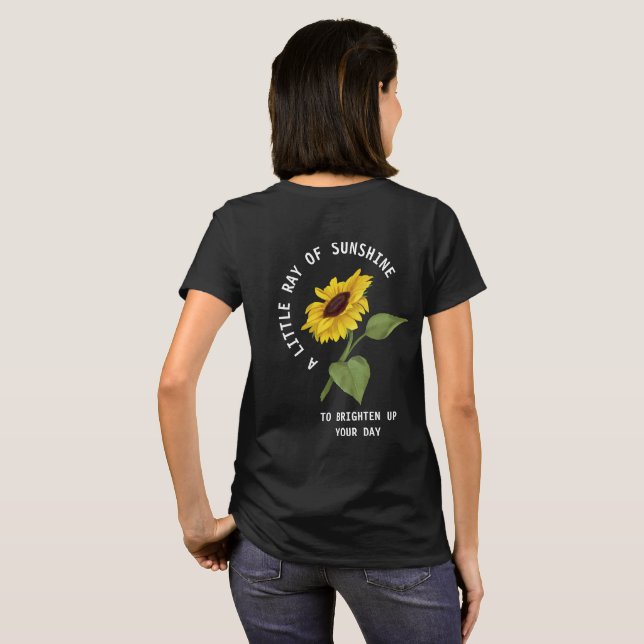 Camiseta Ray Of Sunshine Text Black Sunflower Personalizado (Parte Traseira Completa)