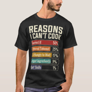 Camiseta Razões pelas quais Não Posso Cozinhar Bar de Cozin