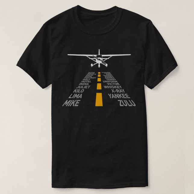 Camiseta RC Plane Pilot Airport Runway Phonetic Alphabet Sm (Frente do Design)