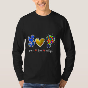 Camiseta Rd Peace Love Autism Quebra-cabeça Ribbon Gift Aut