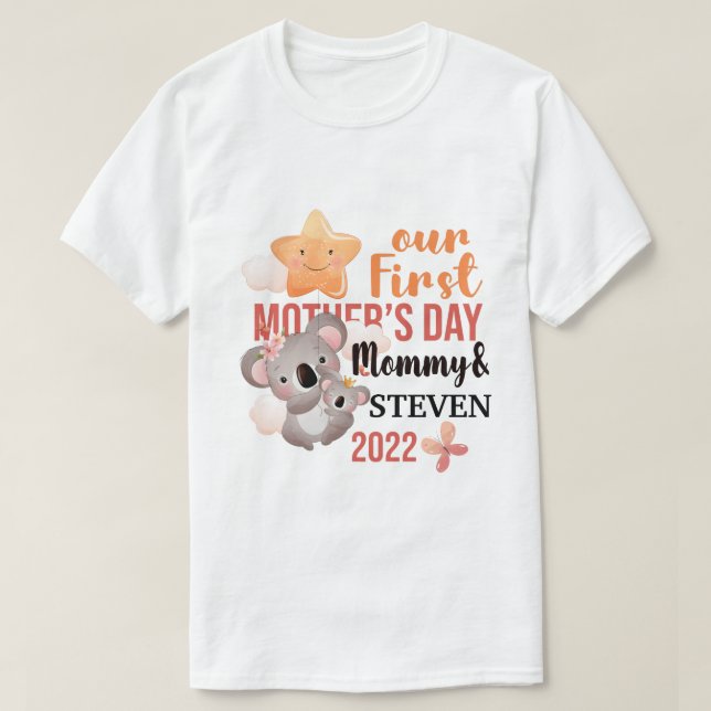 Camiseta RD Personalizado Primeiro Dia de as mães Mãe e Beb (Frente do Design)