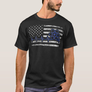 Camiseta Reactjs Heartbeat Retro US Flag Javascript