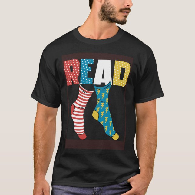 Camiseta Read Books Wacky Socks Reading Teacher Book Nerds (Frente)