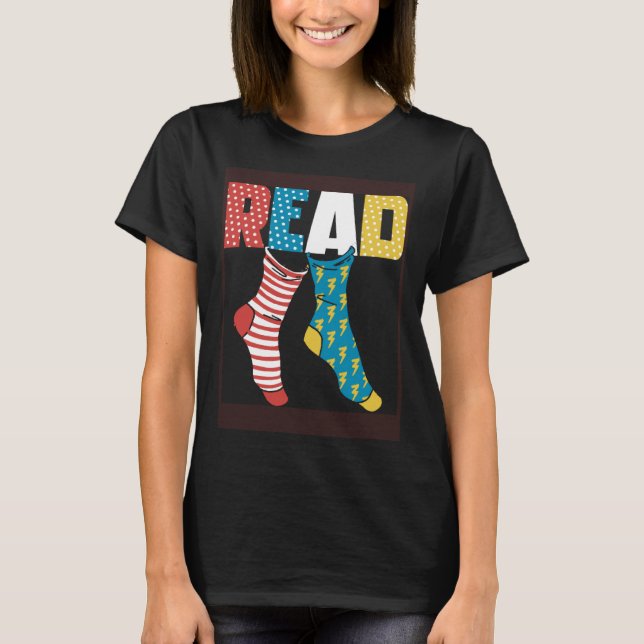 Camiseta Read Books Wacky Socks Reading Teacher Book Nerds (Frente)