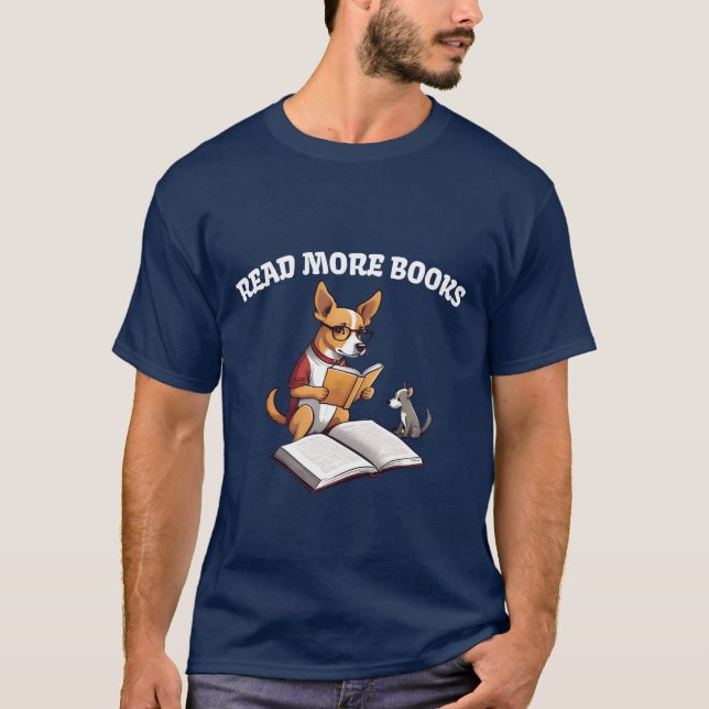 Camiseta Read More Books Dog Reading friend (Frente)