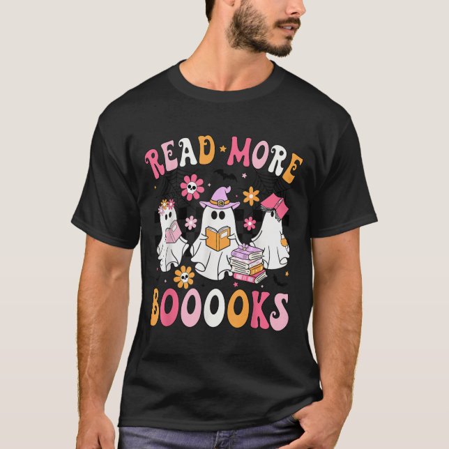 Camiseta Read More Books Ghosts Reading Book Funny Teacher  (Frente)